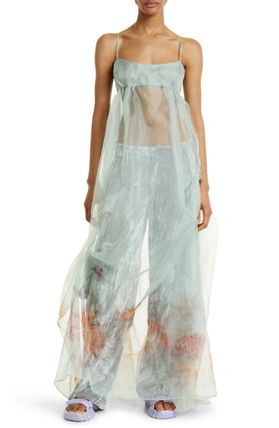 Collina Strada Imogen Silk Organza Maxi Dress In Green | ModeSens