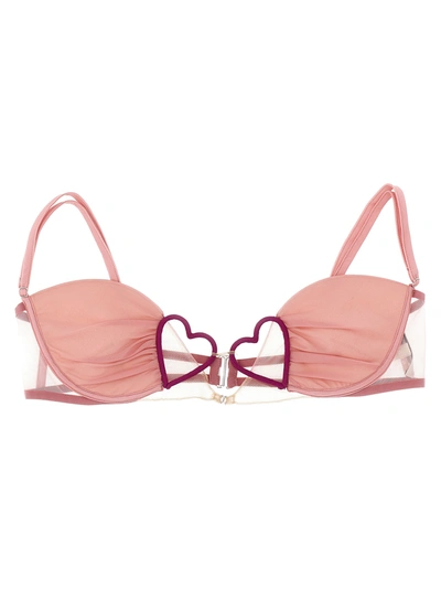 Nensi Dojaka Heart Padded Bra With Gathered Cup In Pink
