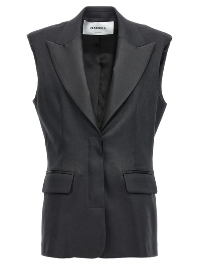 Ombra Milano Single-breasted Long Waistcoat In Black