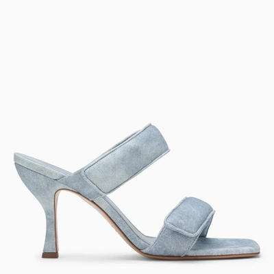 Gia Borghini 80mm Denim High Heel Sandals In Light Blue