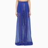 Laquan Smith Silk Chiffon Palazzo Pants With Side Zip In Blue
