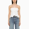 Msgm Ruched Halterneck Top In White