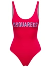 Dsquared2 Red One Piece Swimsuit With Lettering In Nylon Stretch Woman  In Red