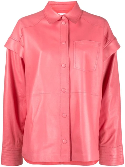 Sword 6.6.44 Detachable-sleeve Leather Jacket In Pink & Purple