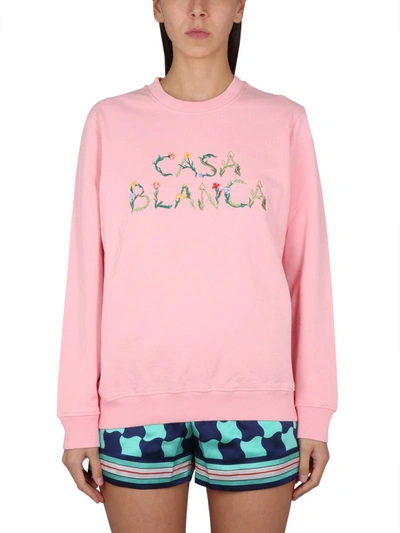 Casablanca Larche Fleurie Embroidered Sweatshirt In Pink