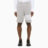 Thom Browne Grey Striped Bermuda Shorts In Grey