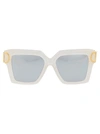 Valentino Transparent I Squared Frame Sunglasses In 107c Wht - Gld