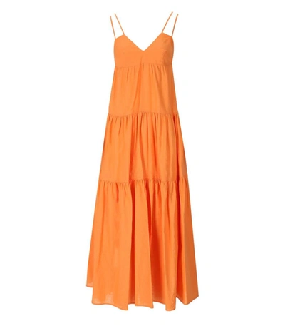 Weili Zheng Orange Long Linen Dress