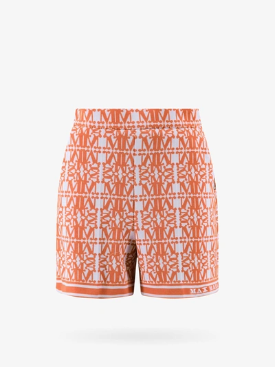 Max Mara Anagni Jersey Logo Jacquard Mini Shorts In Orange