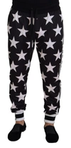 DOLCE & GABBANA DOLCE & GABBANA BLACK WHITE STAR PRINT DG ROYALS MEN'S PANTS