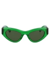 Bottega Veneta Inverted Triangle Acetate Cat-eye Sunglasses In 004 Green Green Green