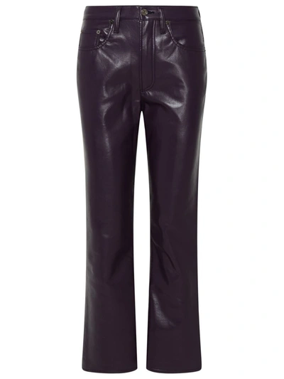 Agolde Riley Burgundy Leather Trousers In Bordeaux