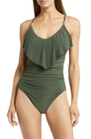 Magicsuit Isabel Slimming Ruffled Underwire One-piece Swimsuit Women's Swimsuit In Military