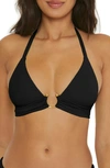 Becca Coast Ring Halter Neck Bikini Top In Black
