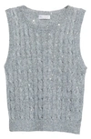 Brunello Cucinelli Cropped Sequin-embellished Cable-knit Linen-blend Vest In C1604 Light Blue