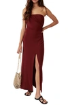 Free People Hayley Strapless Maxi Dress In Russet Acorn