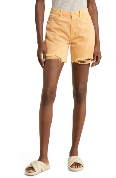 Pistola Devin Distressed Denim Shorts In Yellow