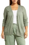 Nordstrom Linen Blend Cardigan In Green Dune
