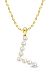 Delmar 3.5-4mm Freshwater Cultured Pearl Initial Pendant Necklace In Gold-l