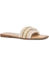 Olivia Miller Womens Flat Slip On Slide Sandals In White