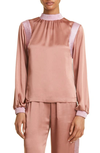 Tom Ford Double Satin Long Sleeve Top In Antique_nude