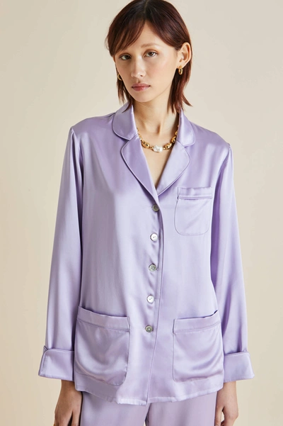 Olivia Von Halle Coco Button-down Silk Pajama Set In Lilac