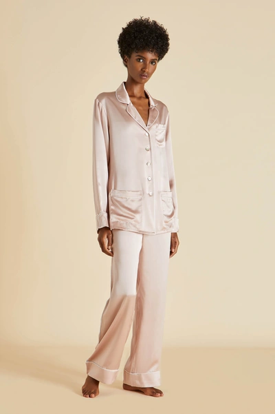 Olivia Von Halle Coco Oyster Ivory Silk Satin Pyjama Set