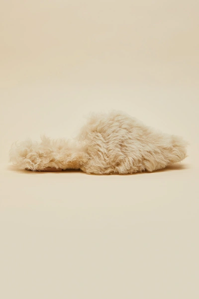 Olivia Von Halle Contessa Faux Fur Slippers In Cream