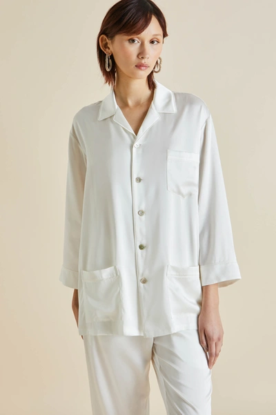 Olivia Von Halle Fifi Ivory White Silk Satin Pyjamas