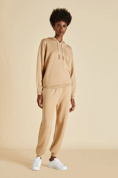 Olivia Von Halle Gia Shanghai Silk-cashmere Tracksuit In Beige