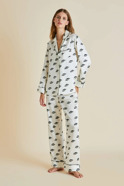Olivia Von Halle Lila Hydra Printed Satin Pajama Set