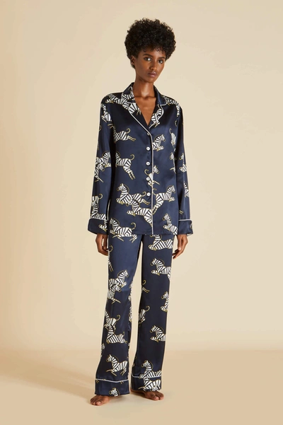 Olivia Von Halle Lila Zizi Silk Satin Pyjama Set In Zizi Core