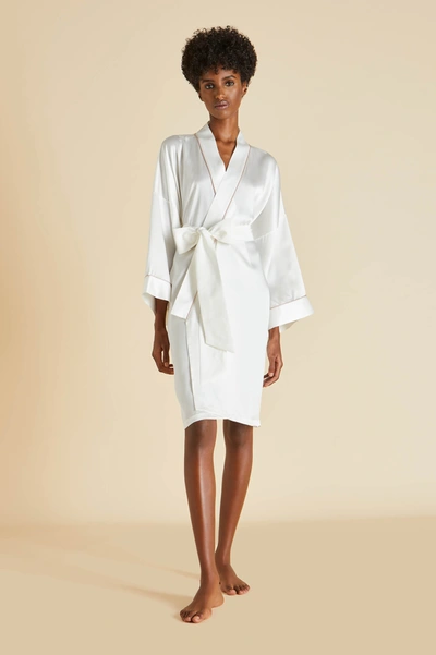 Olivia Von Halle Mimi Ivory Oyster Silk Satin Dressing Gown