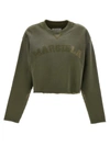 Maison Margiela Crop Sweatshirt With Application In Green