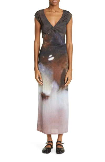 Paloma Wool Distressed-effect Midi Dress In Brown