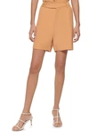Dkny Frosted Twill Shorts In Saddle Tan