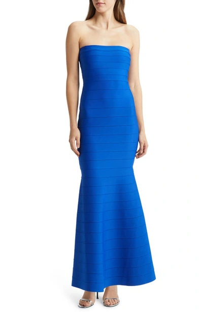 Bebe Strapless Bandage Gown In Royal
