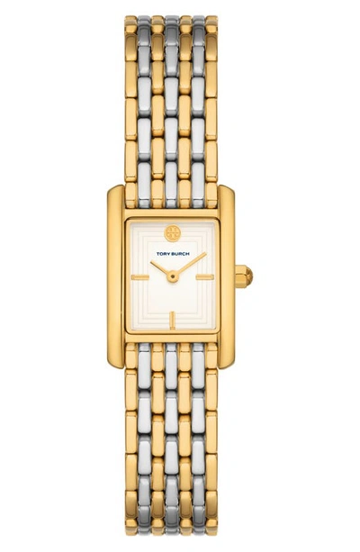 Tory Burch The Eleanor Two-hand Two-tone Stainless Steel Watch In White/gold