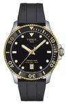 Tissot Men's Swiss Seastar 1000 Black Rubber Strap Watch 40mm In Black