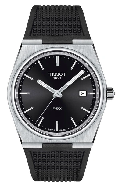 Tissot Prx Rubber Strap Watch, 40mm In Black