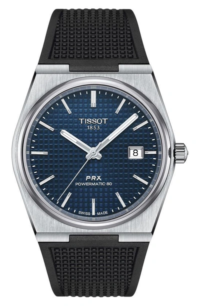 TISSOT PRX POWERMATIC 80 RUBBER STRAP WATCH, 40MM