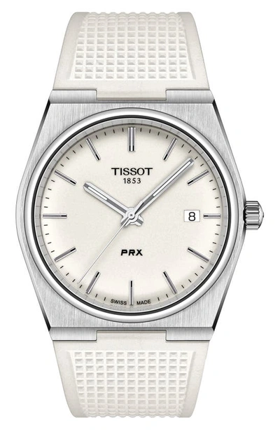 Tissot Prx Rubber Strap Watch, 40mm In White
