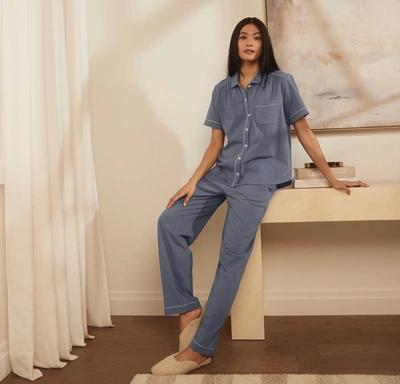 Boll & Branch Soft Knit Short Sleeve & Pants Pajama Set In Mineral