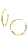 Madewell Puffed Rope Large Hoop Earrings In Vintage Gold