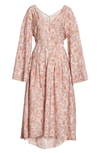 Vince Dahlia Long-sleeve Double V-neck Dress In Lotus Shell