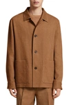 ZEGNA ZEGNA SILK & LINEN BLEND CHORE JACKET