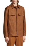 Zegna Overshirt In Lino In Brown