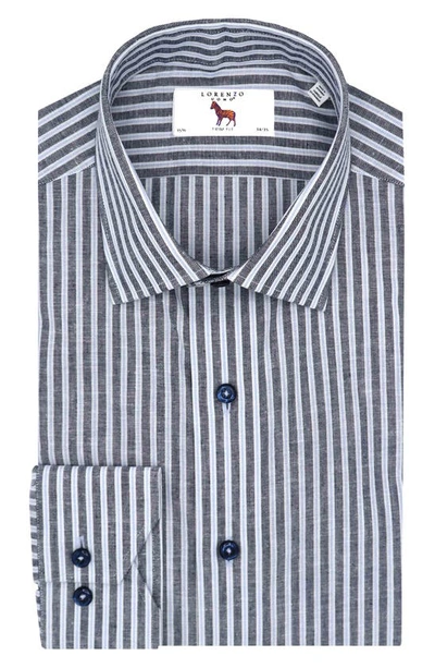 Lorenzo Uomo Trim Fit Stripe Dress Shirt In Navy/ Light Blue