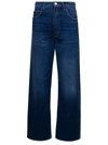 FRAME BLUE FIVE-POCKET STYLE STRAIGHT JEANS WITH CONTRASTING STITCHING IN COTTON DENIM WOMAN