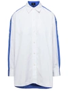 THEORY MULTI-PANEL LONG SLEEVE SHIRT IN WHITE AND LIGHT-BLUE COTTON WOMAN